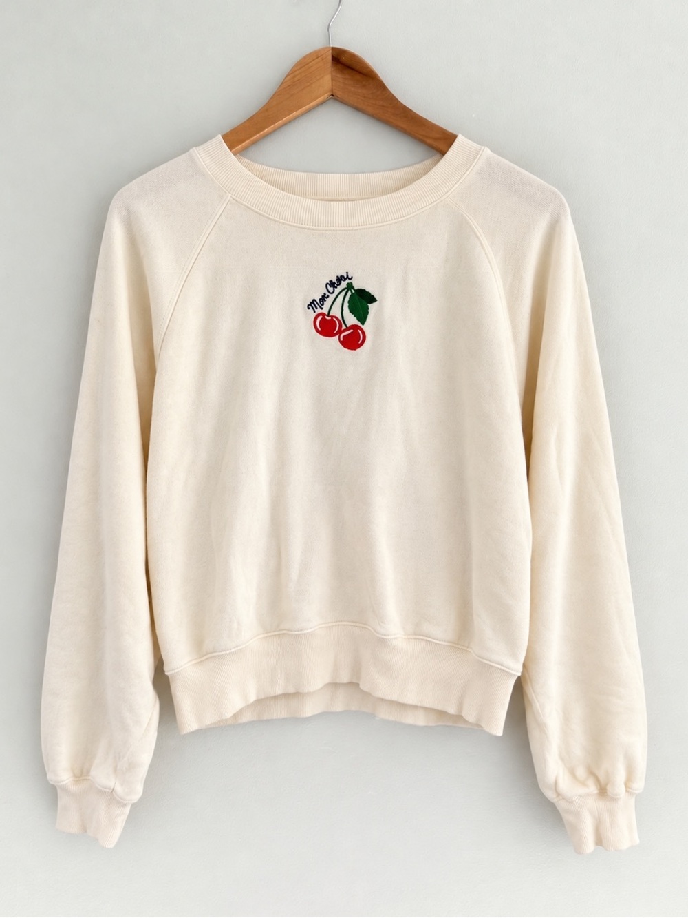 Old Navy SoComfy Mon Cheri Cherry Cream Raglan Sweatshirt S